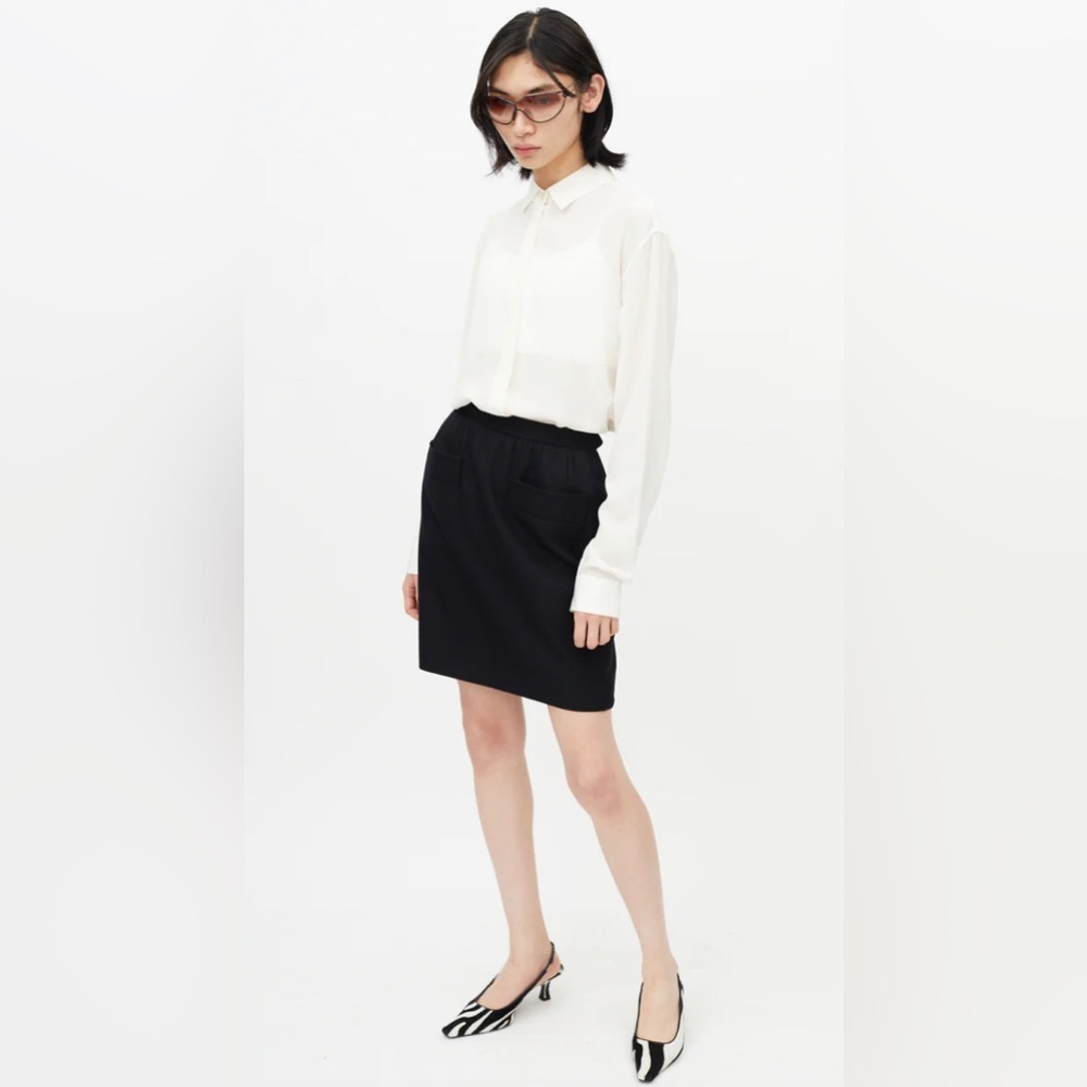 Saint Laurent black wool midi skirt
